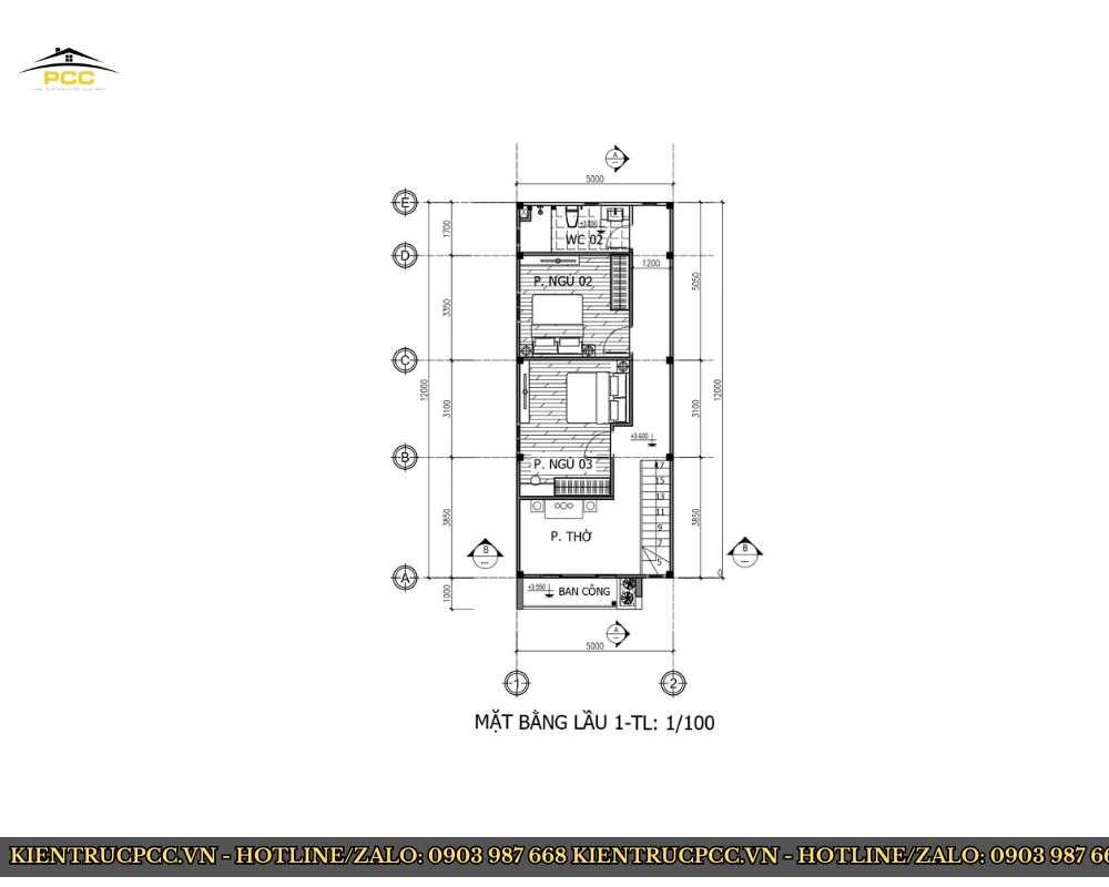 Bảng vẽ thiết kế nhà phố hiện đại tại Trà Vinh